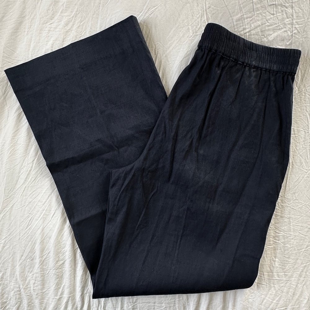 Cabi Linen Spandex Stretch Blend Finale Navy Trousers Pants Pockets #6425 - Picture 13 of 16